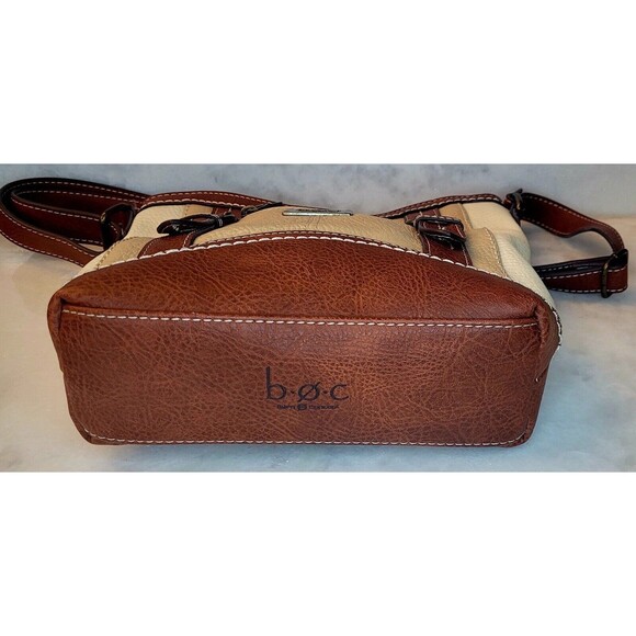 B.O.C. Crocket Power Tulip Brown Cream Tan Vegan Leather Crossbody Purse Handbag - Picture 11 of 16